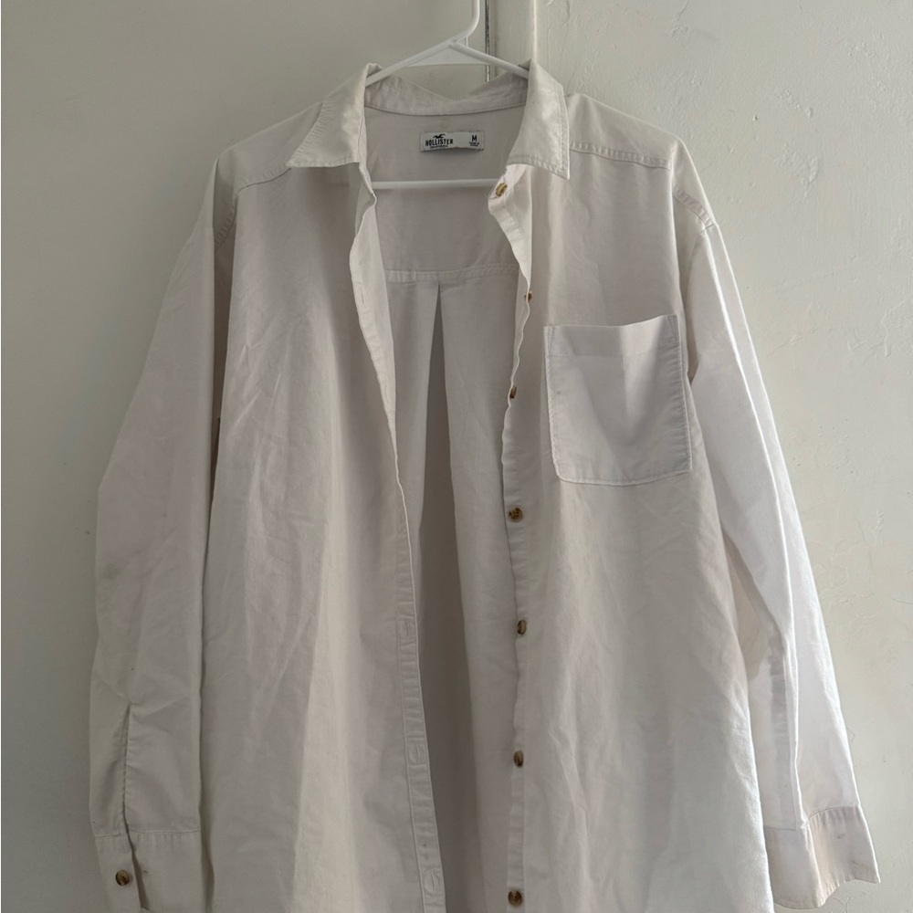 Hollister White Button-Up Shirt